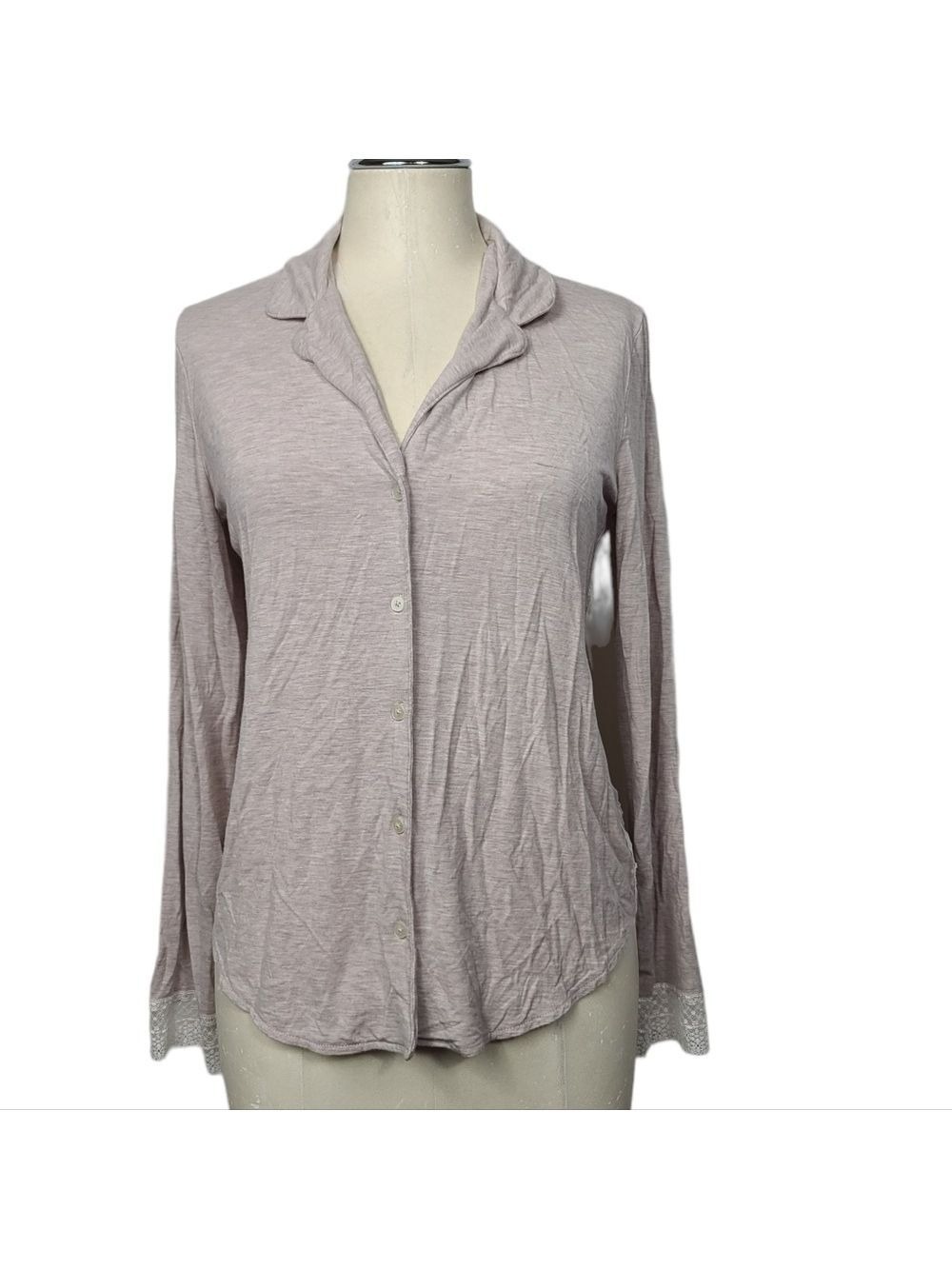 Victoria's Secret Button Down Lace V Neck Pajama Top S